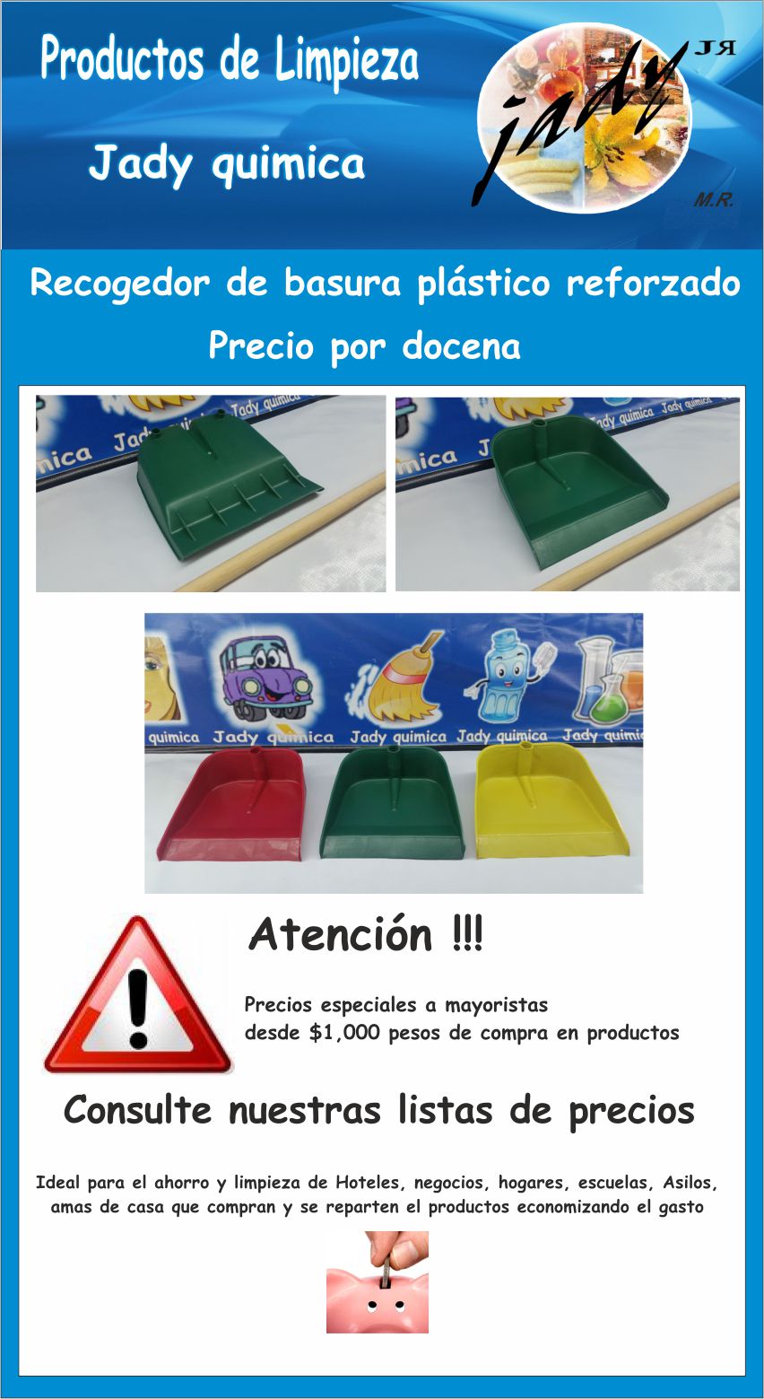 Recogedor De Basura Metalico Media Lata MInimo 6 piezasPjar - Productos de  limpieza Jady quimica